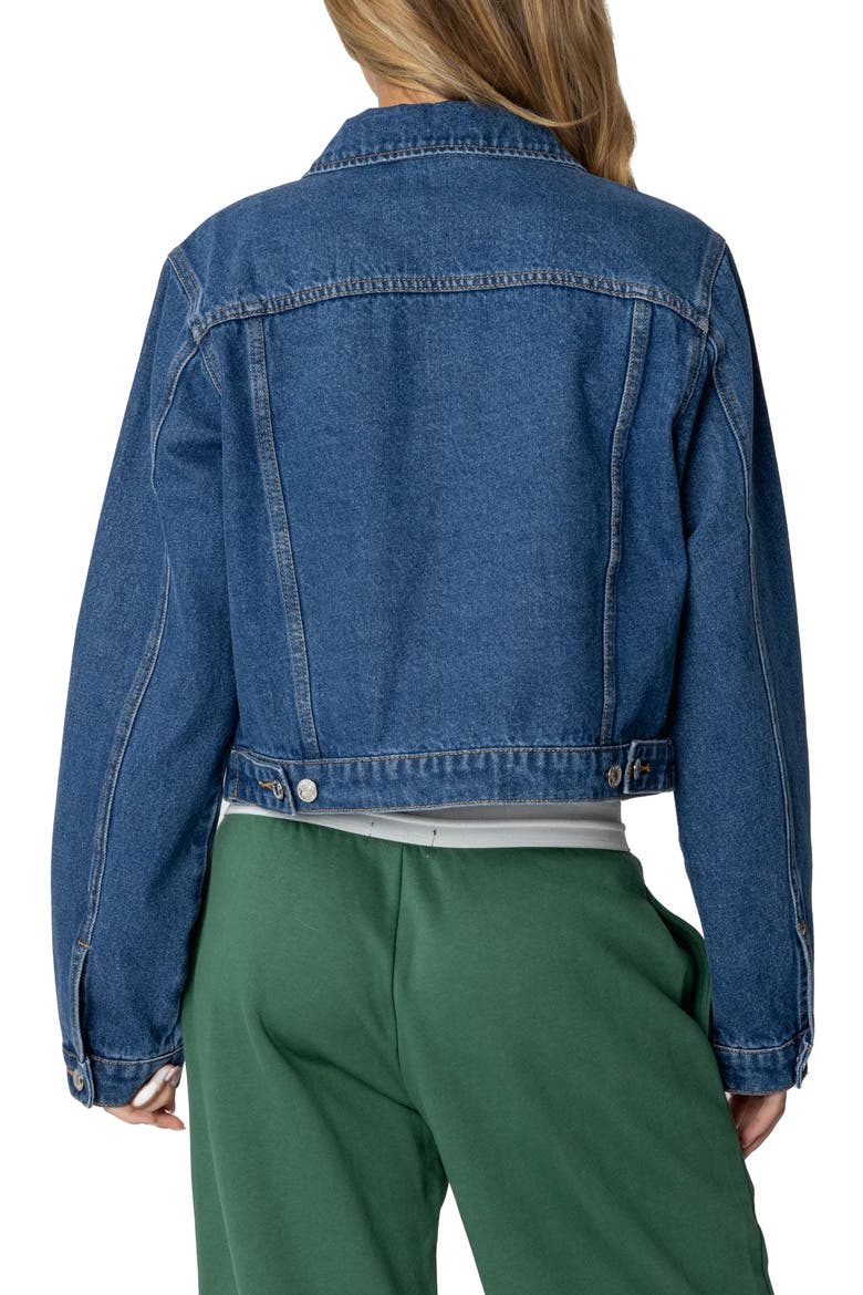 Barb Denim Crop Trucker Jacket, Alternate, color, BLUE-WASHED