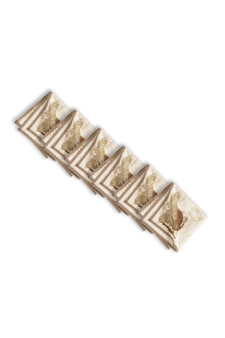 Elegant Turkey Thanksgiving Set of 6 Cloth Napkins, Alternate, color, brown