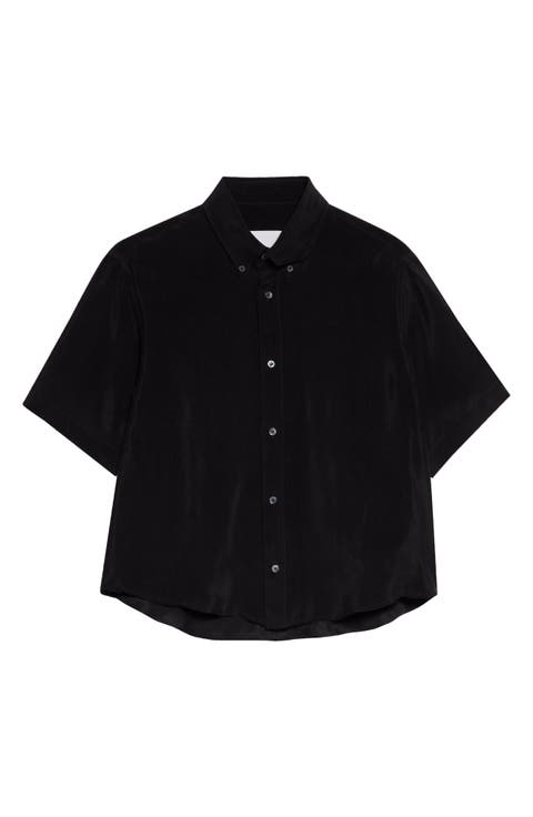 Short Sleeve Cupro Button-Down Shirt