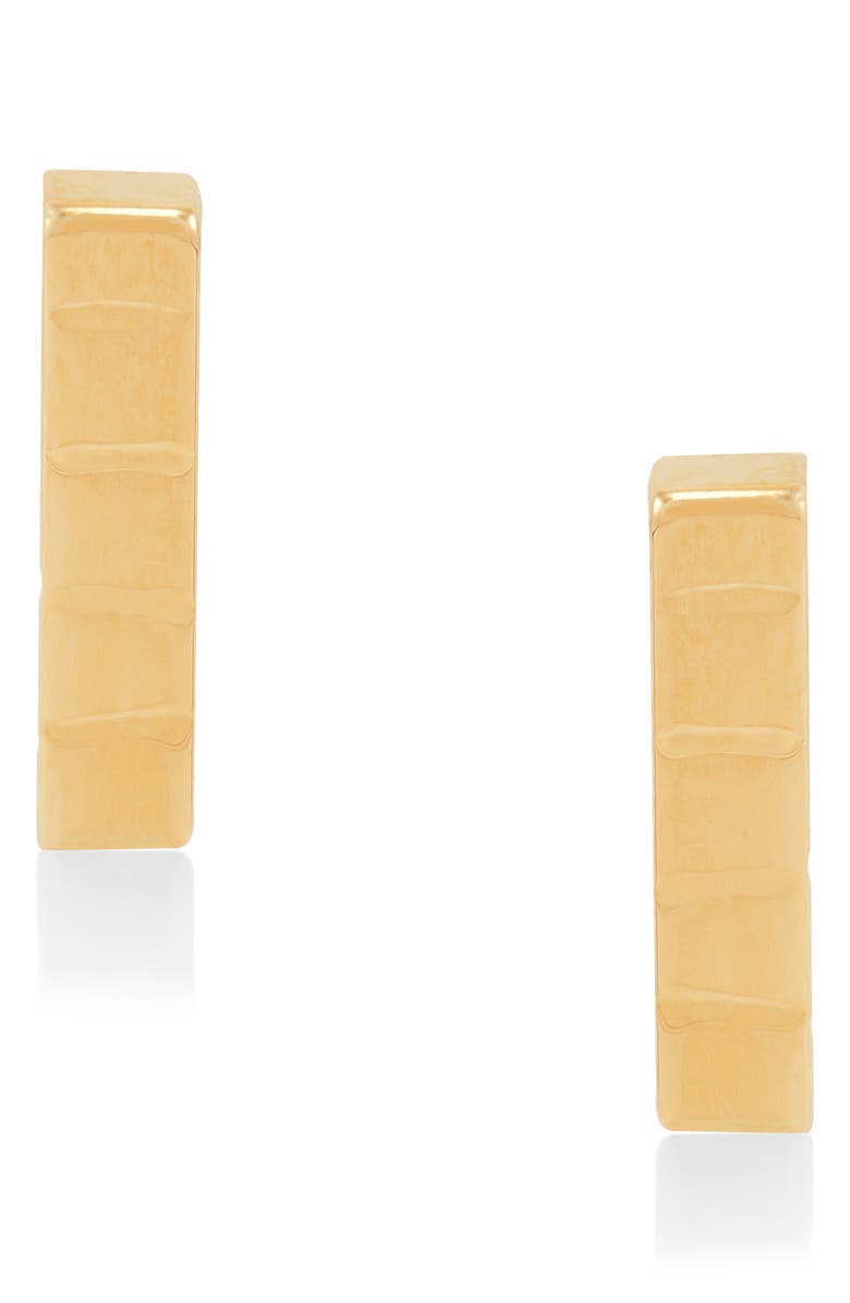 Frankie & Zoe Textured Bar Stud Earrings, Alternate, color, Yellow Gold