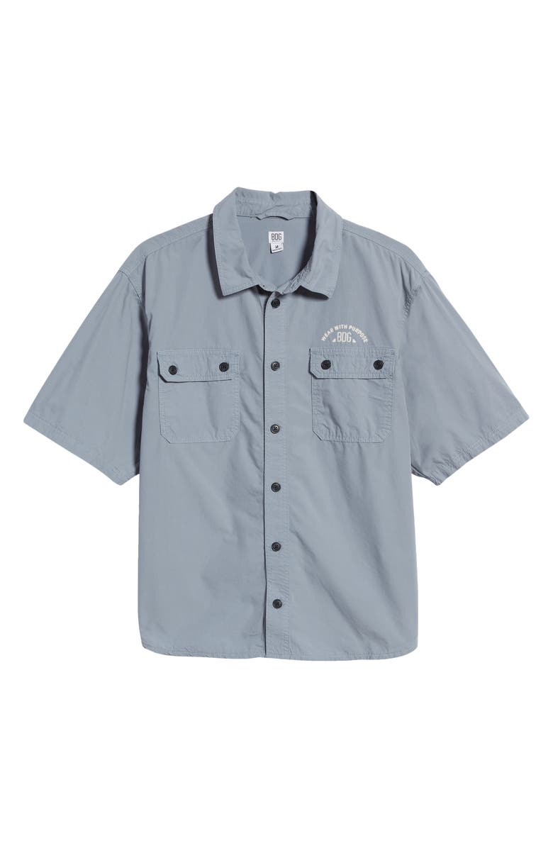 BDG Urban Outfitters Embroidered Short Sleeve Utility Button-Up Shirt, Alternate, color,