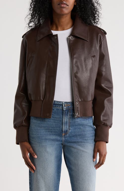 Hudson Jeans Waterproof Faux Leather Aviator Jacket In Brown