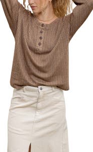 Blu Pepper Long Sleeve Half Button Top