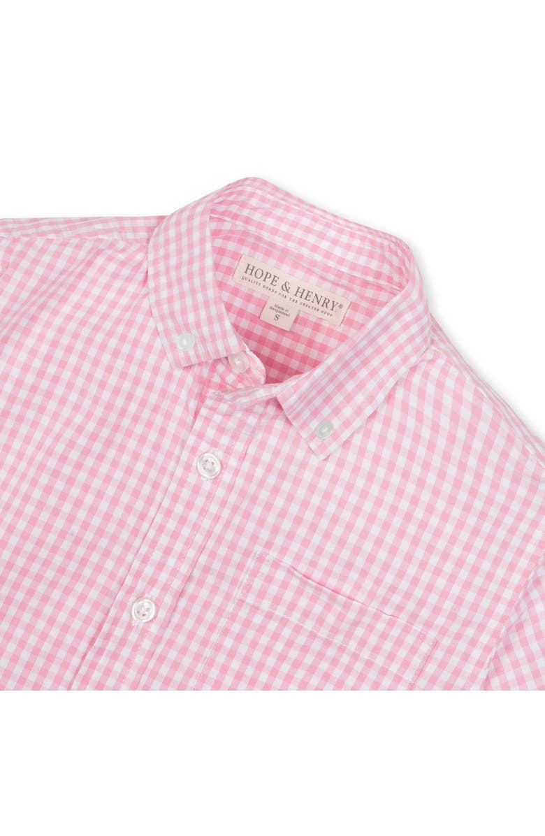 Hope & Henry Baby Boys' Organic Stretch Poplin Shirt, Infant, Alternate, color, Classic Pink Gingham