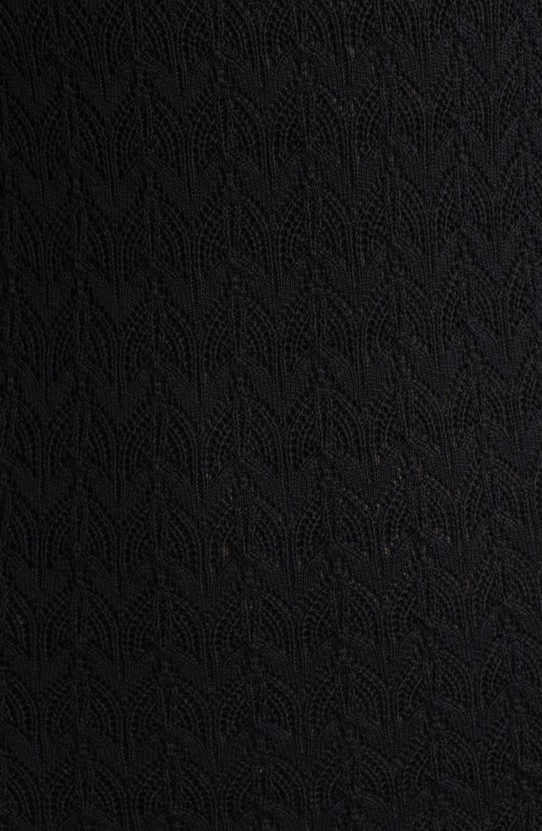 LoveShackFancy Tawnie Ruffle Pointelle Long Sleeve Maxi Dress, Alternate, color, Black