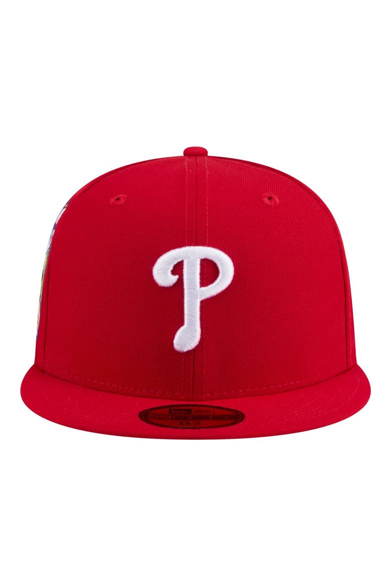 Men's New Era  Red Philadelphia Phillies Hidden Hit 59FIFTY Fitted Hat, Alternate, color, Red