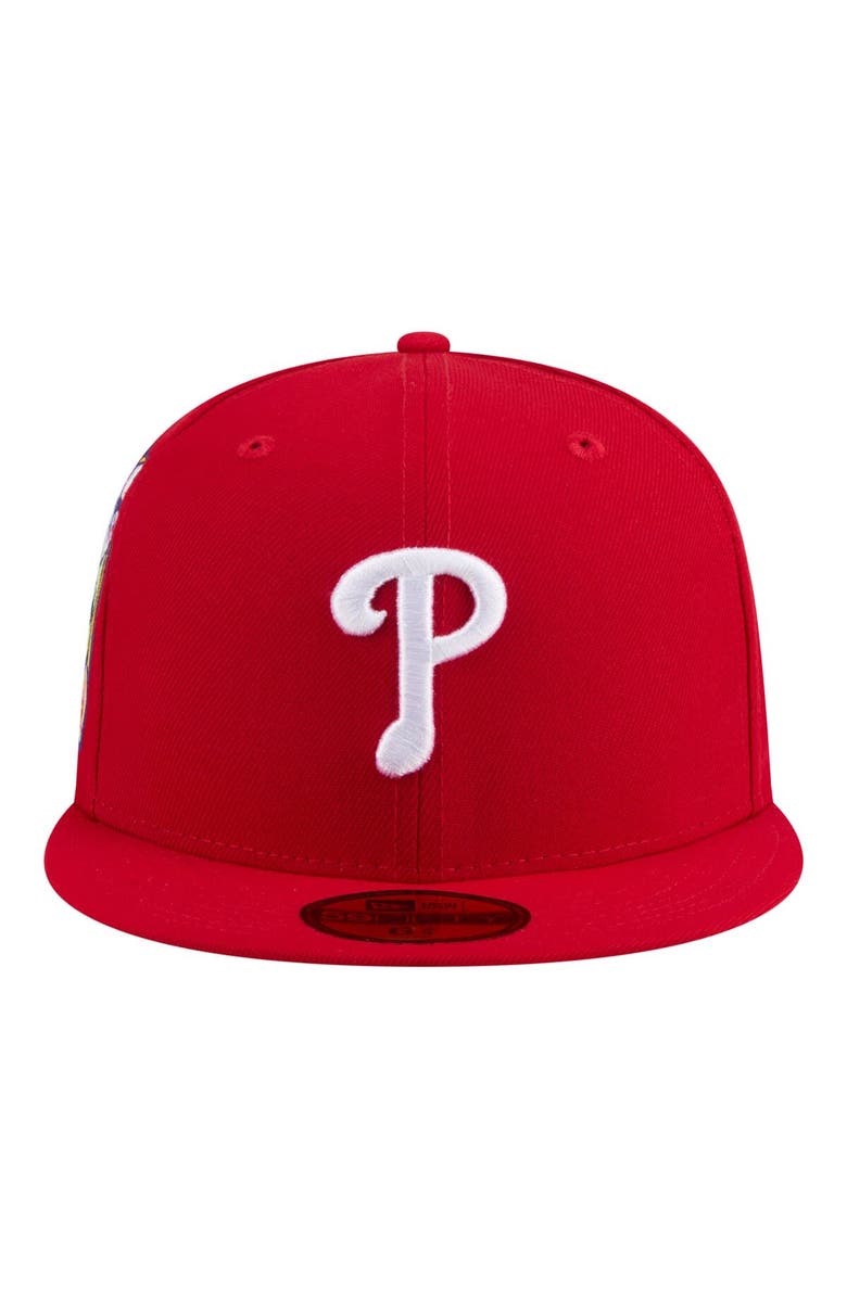 New Era Men's New Era Red Philadelphia Phillies Hidden Hit 59FIFTY Fitted Hat, Alternate, color, Red