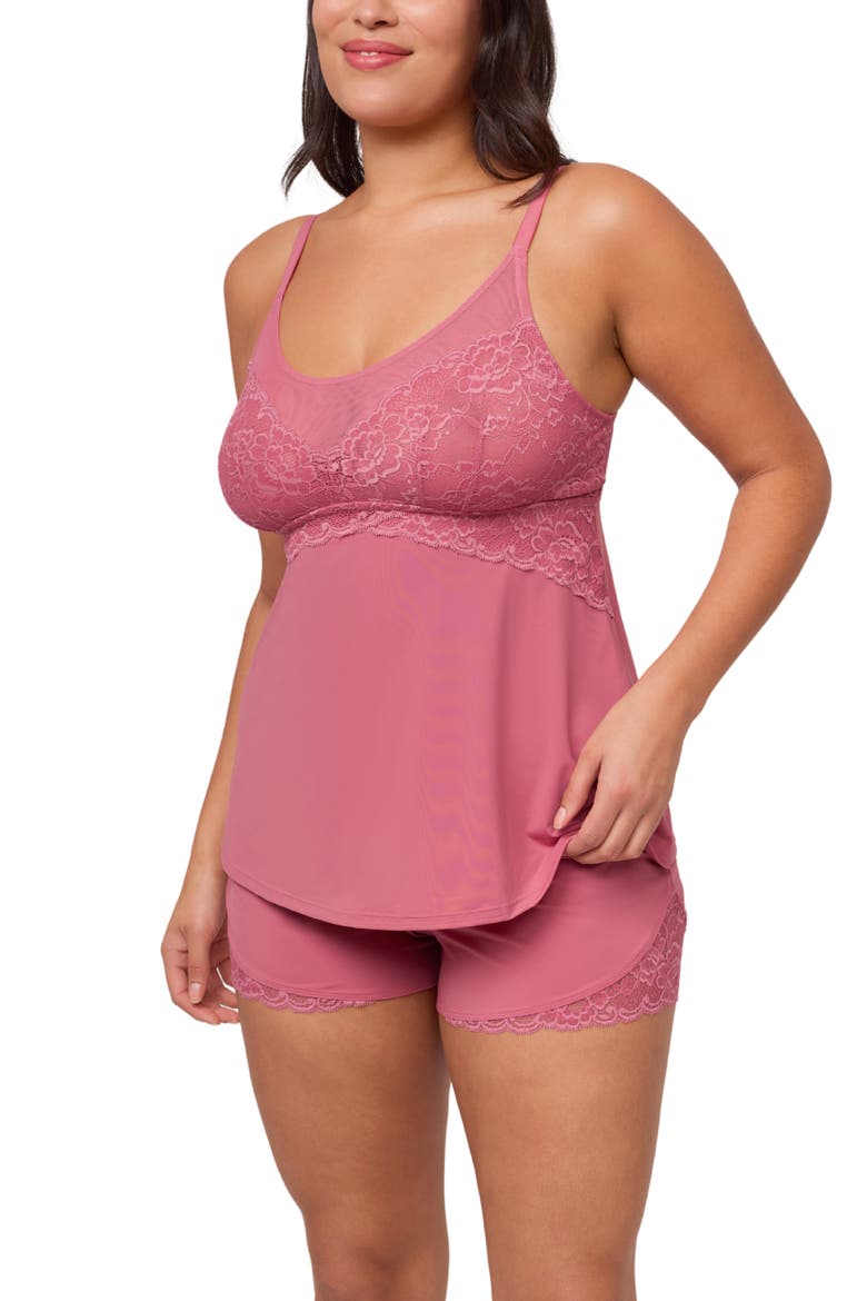 Bust Support Cami & Shorts Set, Alternate, color, LIPSTICK
