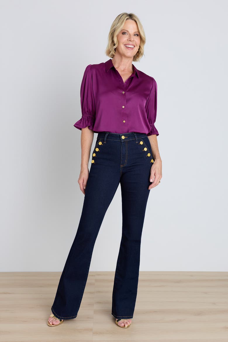 Cindy Ruffle Sleeve Blouse, Alternate, color, Mulberry