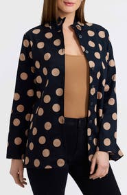 Foxcroft Carolina Dot Print Cotton Button-Up Shirt