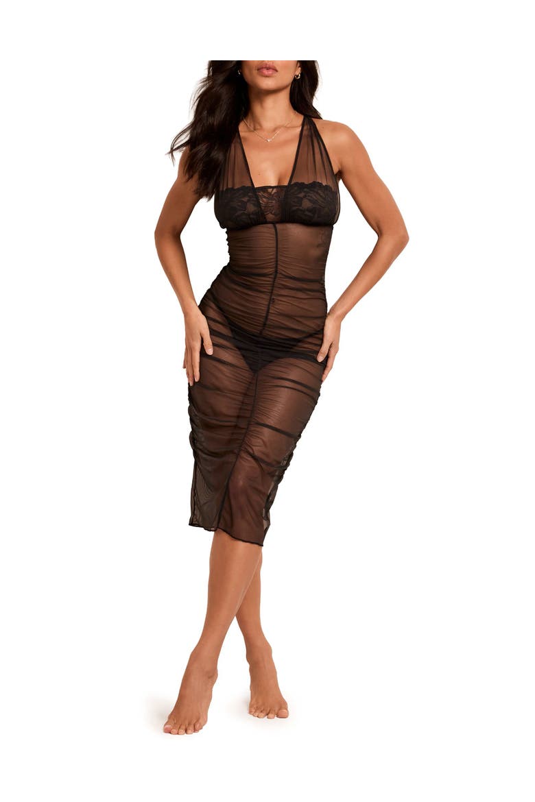 Eave Slip & G-string Set Lingerie, Main, color, Black