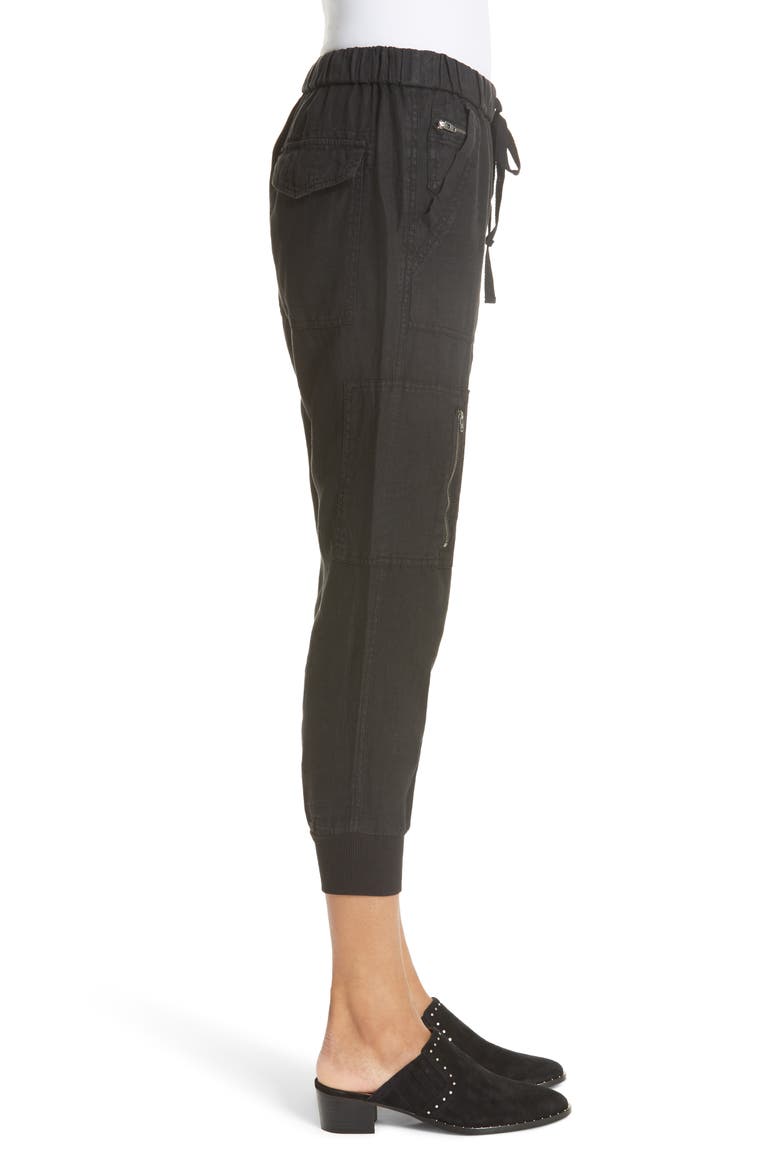 Florimel Crop Linen Jogger Pants, Alternate, color, CAVIAR