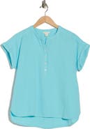 Caslon® Cotton Gauze Henley Top