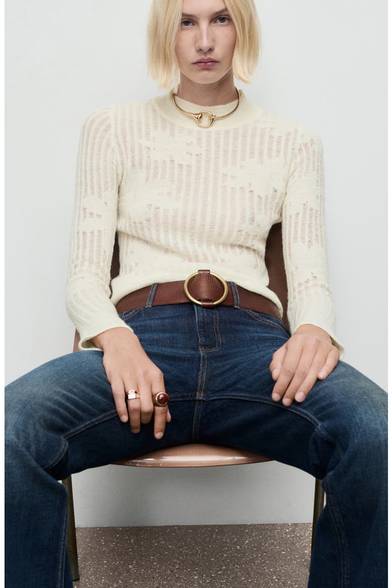 Floral Jacquard Sweater, Alternate, color, ECRU