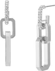 AllSaints Crystal Hexagon Double Drop Hoop Earrings