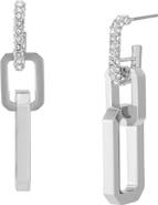AllSaints Crystal Hexagon Double Drop Hoop Earrings
