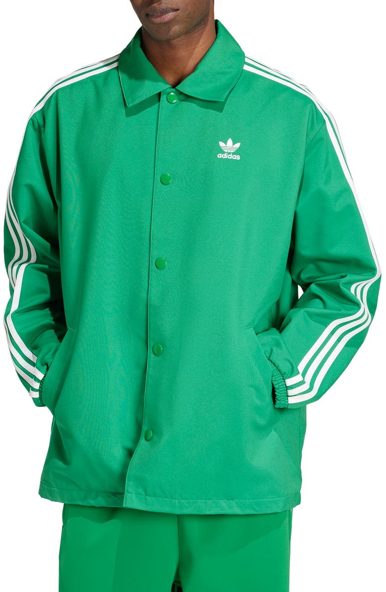 adidas Adicolor 3-Stripes Recycled Polyester Coach's Jacket, Main, color, 