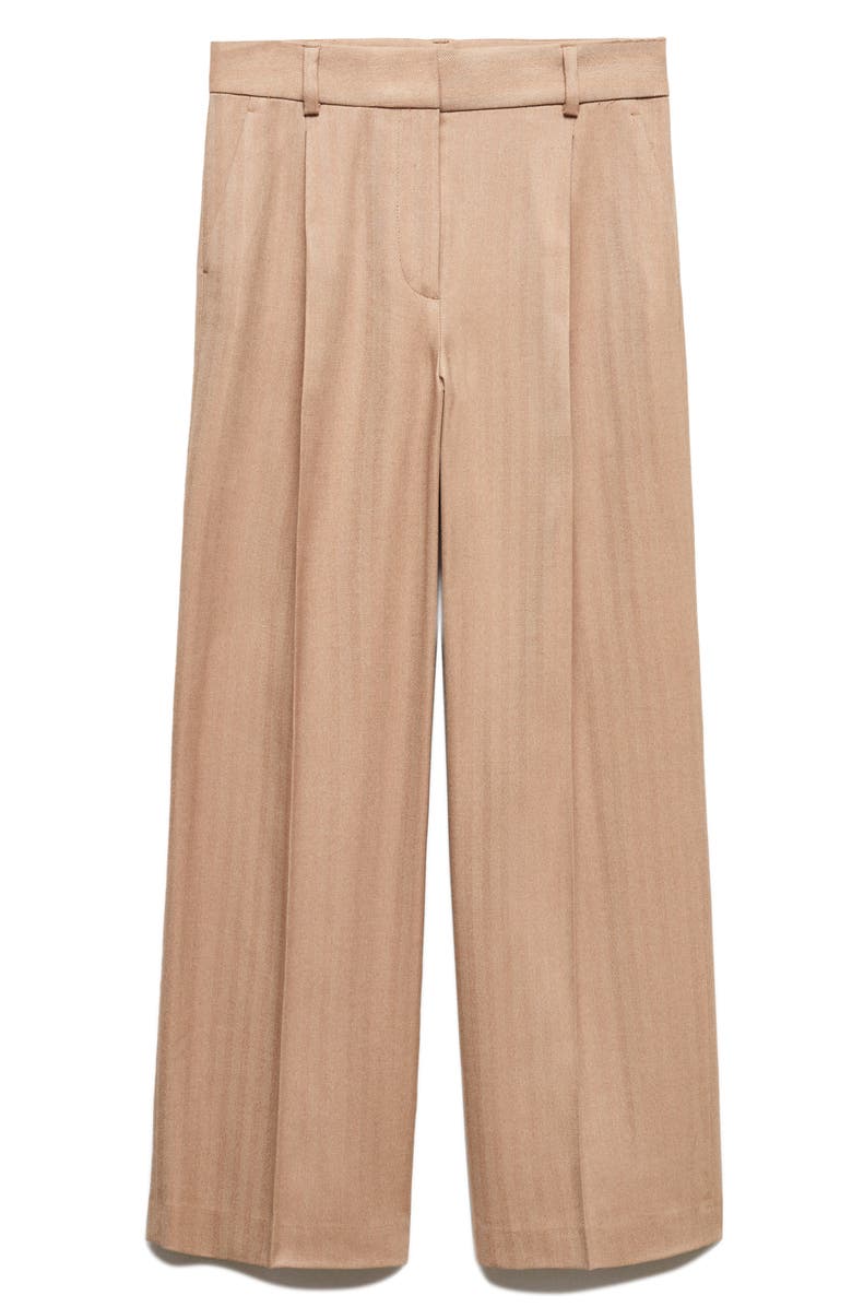 MANGO Herringbone Pleated Wide Leg Pants, Alternate, color, 