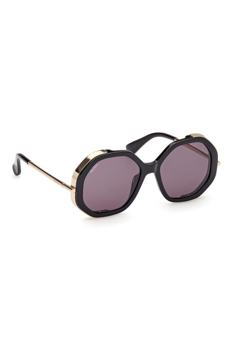 Menton 57mm Round Sunglasses, Alternate, color, SHINY BLACK / SMOKE