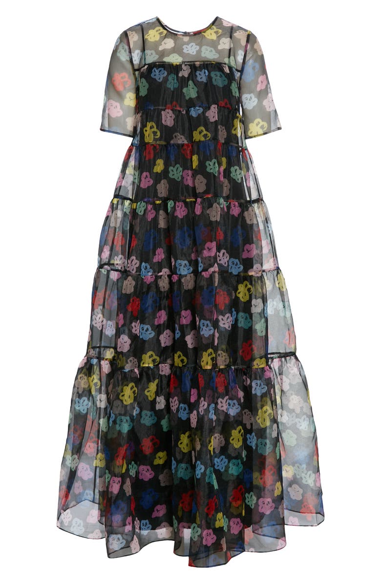 STAUD Hyacinth Crepe Organza Tiered Maxi Dress, Alternate, color, 