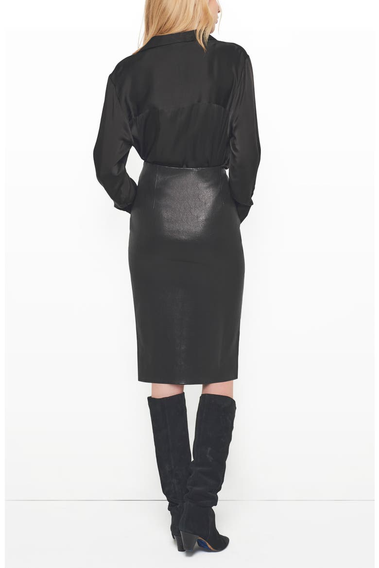 Claude Stretch Leather Skirt, Alternate, color, Black