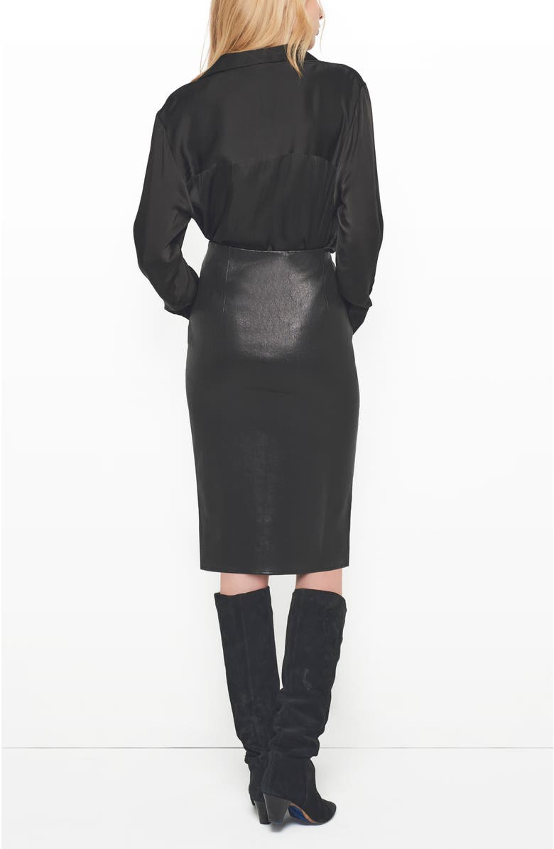AS by DF Claude Stretch Leather Skirt, Alternate, color, Black