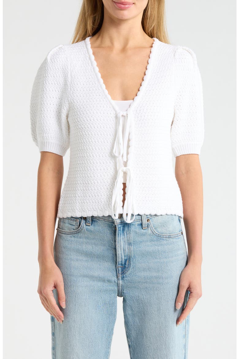 Tie Front Sweater, Main, color, WHITE