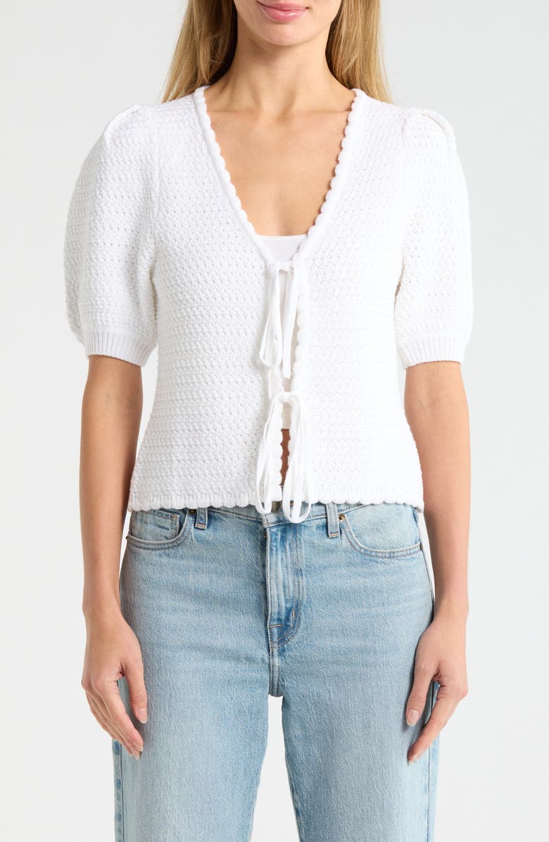 Splendid Tie Front Sweater, Main, color, White