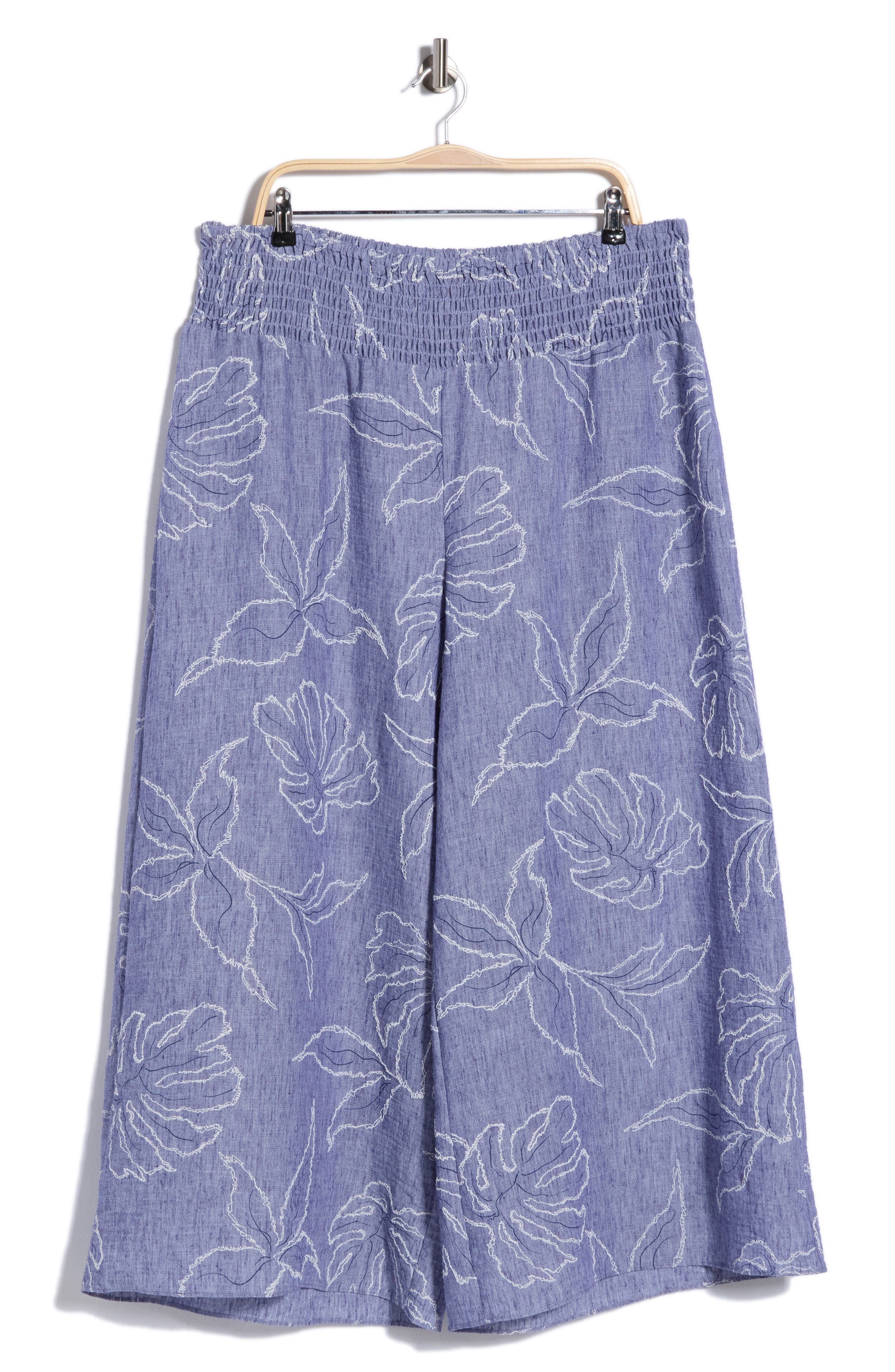 Embroidered Wide Leg Pants