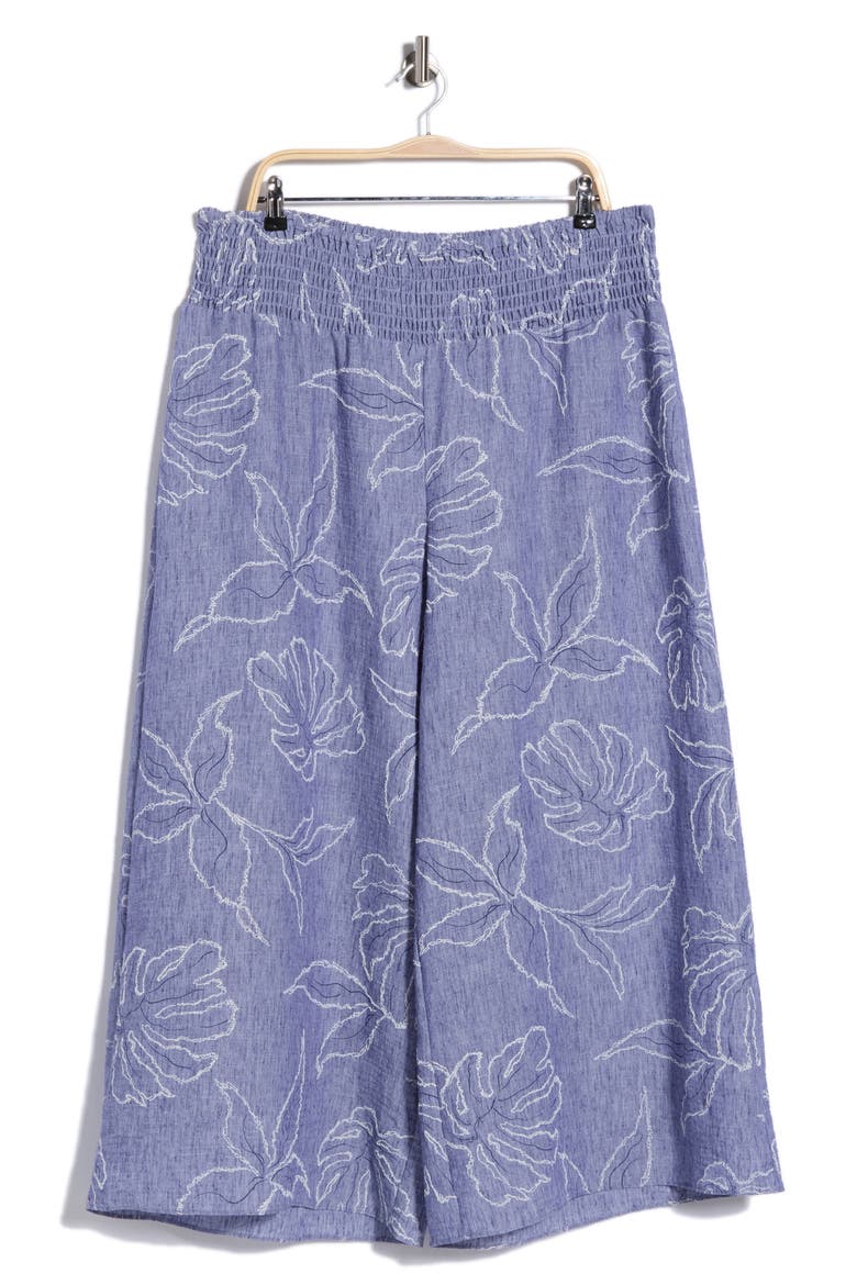 Embroidered Wide Leg Pants, Main, color, BASE BLUE