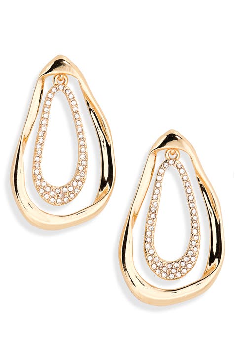 Pavé Crystal Ribbon Drop Earrings