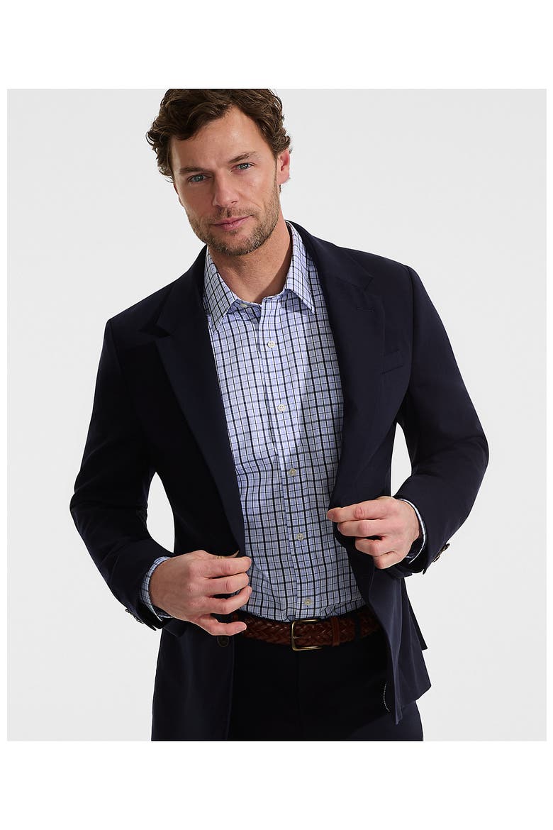 No Iron Supima Cotton Pinpoint Straight Collar Dress Shirt, Alternate, color, Deep Sea Navy Breeze Plaid