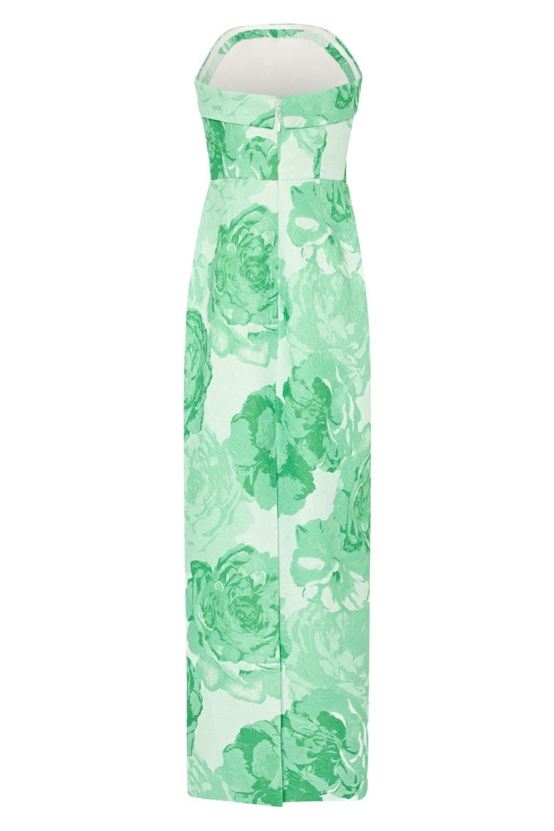 Ella Jacquard Strapless Gown, Alternate, color, GREEN MULTI