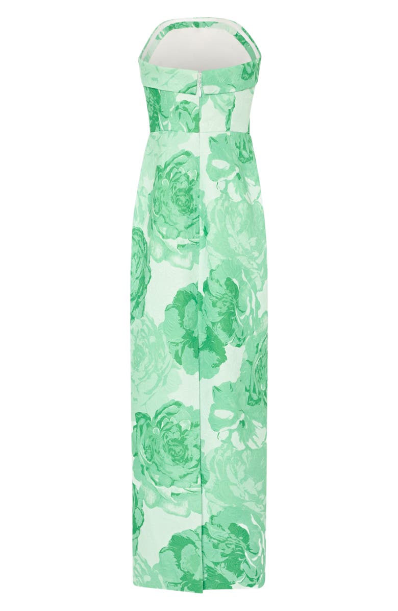 Milly Ella Jacquard Strapless Gown, Alternate, color, Green Multi