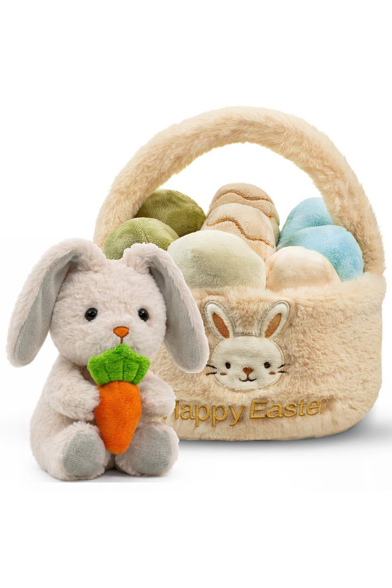 Plush Bunny with Carrot and Easter Egg Basket Toy Set, Main, color, Pastel