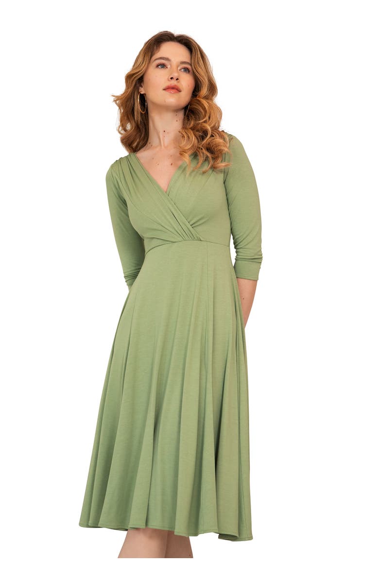 Alie Street London Annie V-Neck 3/4 Sleeve Midi Dress, Alternate, color, Pistachio