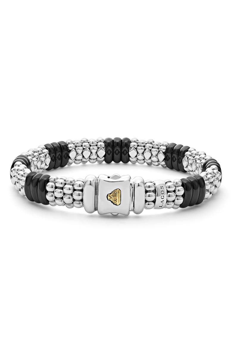 LAGOS Black Caviar Ceramic Rope Bracelet, Alternate, color, Black/ Silver