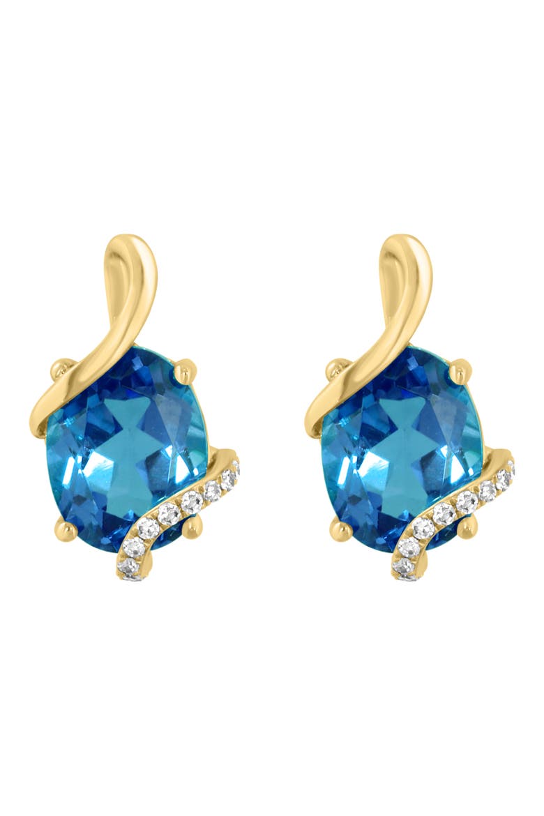 London Blue Topaz & Diamond Swirl Stud Earrings, Main, color, BLUE