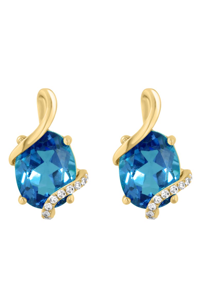 EFFY London Blue Topaz & Diamond Swirl Stud Earrings, Main, color, Blue