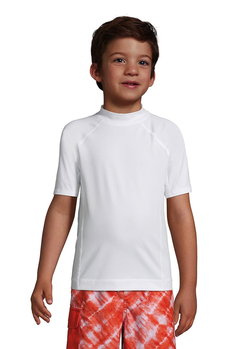 Boys Short Sleeve UPF 50 Sun Protection Rash Guard, Main, color, White