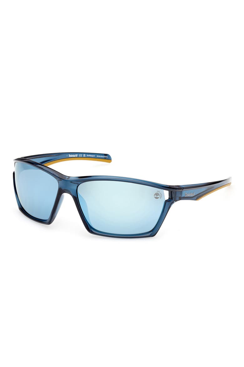 66mm Sunglasses, Alternate, color, SHINY BLUE / SMOKE POLARIZED