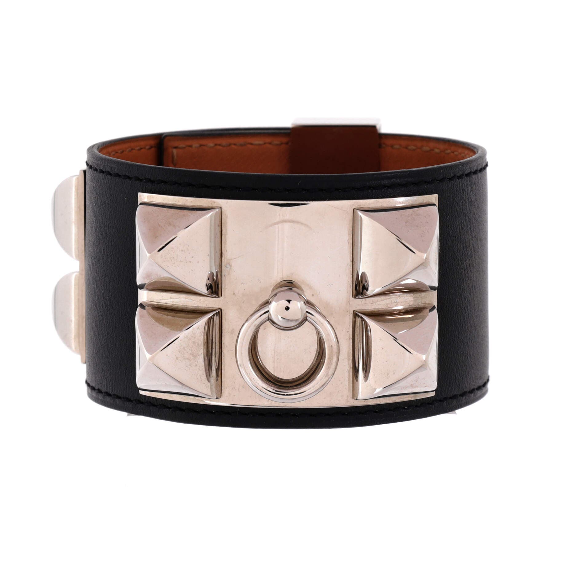 Pre-Owned Hermes Collier de Chien Bracelet Leather, Main, color, Black