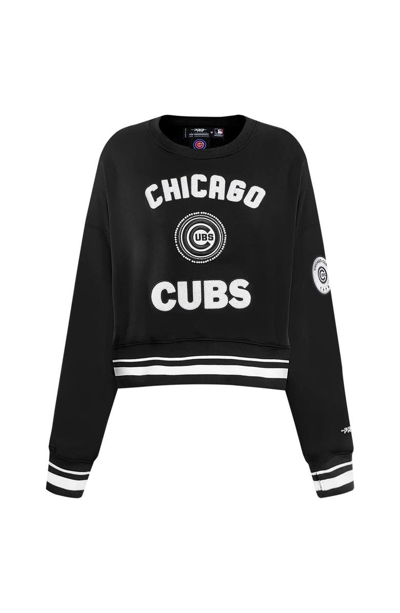 PRO STANDARD Women's Pro Standard Black Chicago Cubs Pearl Cropped Pullover Sweatshirt, Alternate, color, 