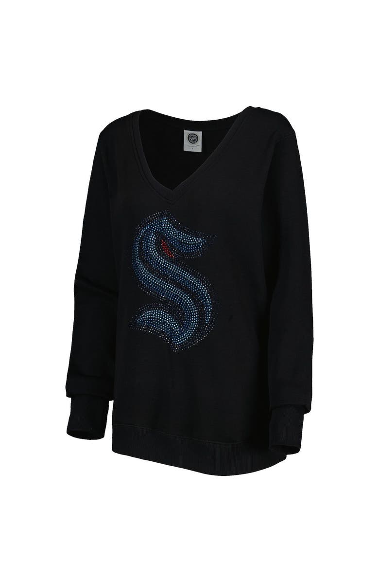 CUCE Women's Cuce Black Seattle Kraken Rhinestone V-Neck Pullover Sweatshirt, Alternate, color, 
