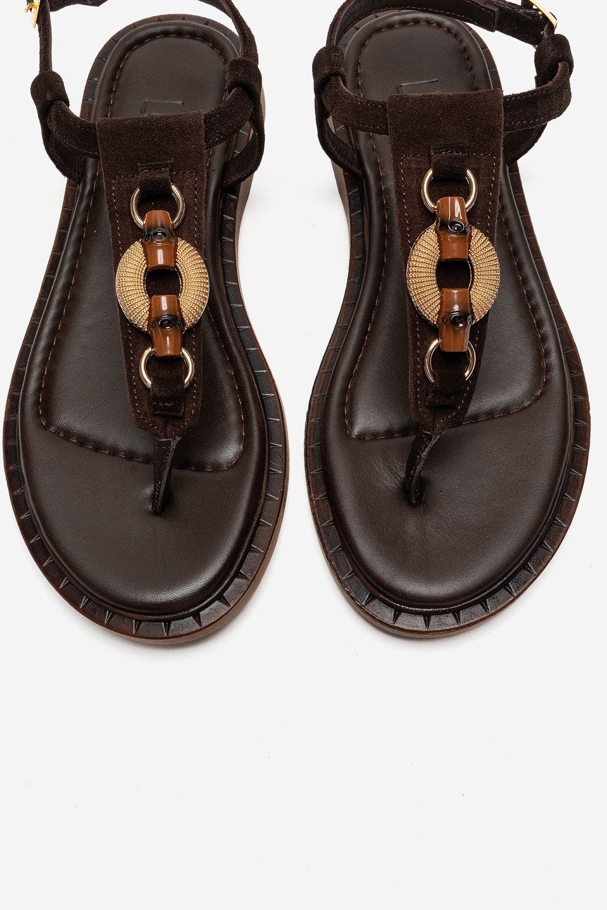 Tiana Leather Buckled Sandal, Alternate, color, Brown Suede