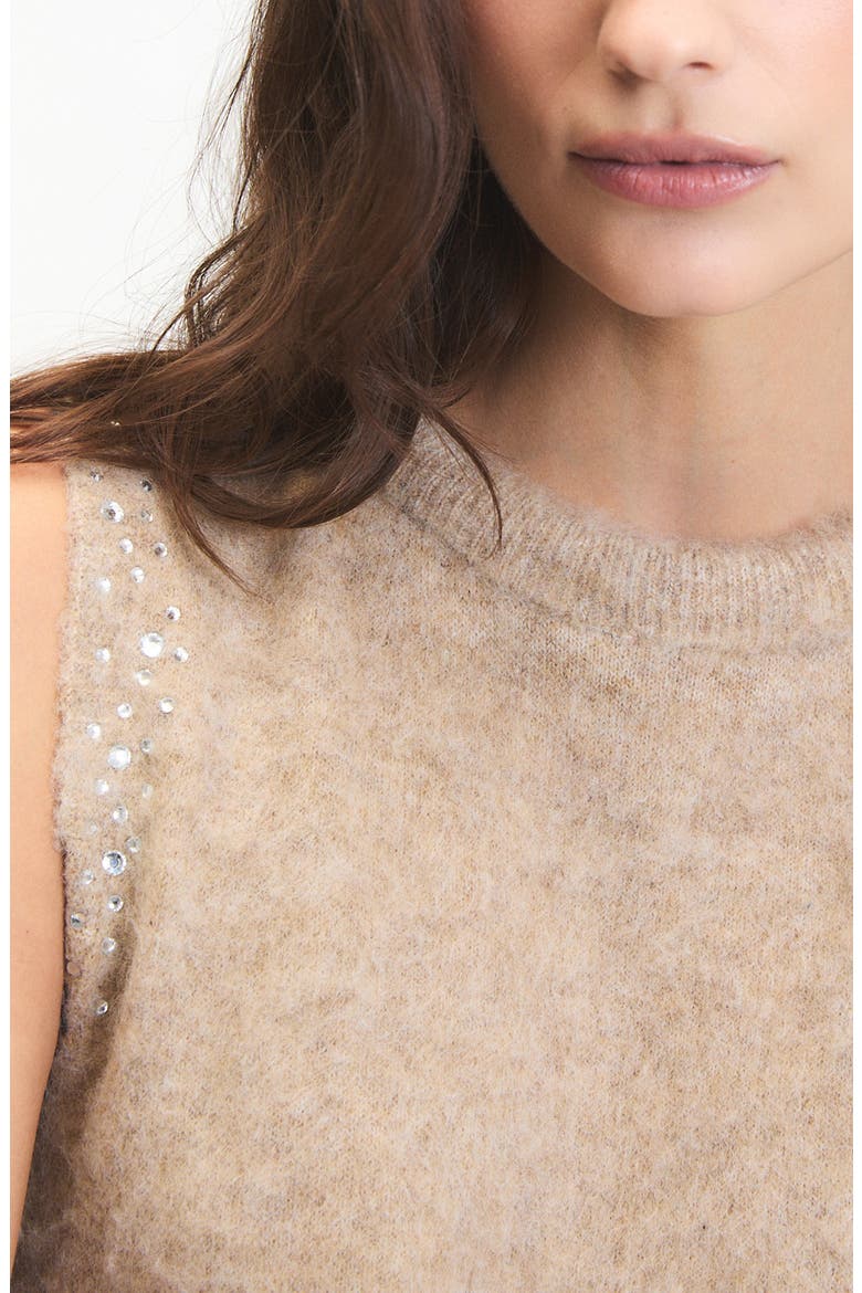 Myles Rhinestone Embellished Sweater Vest, Alternate, color, BEIGE