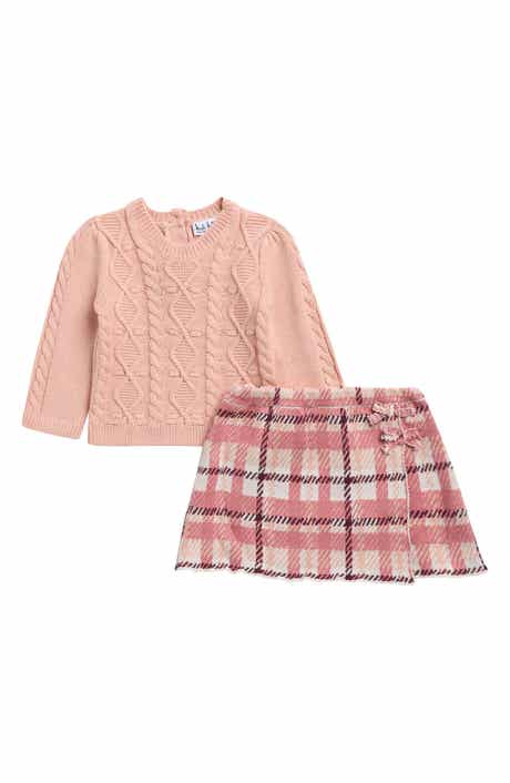 Kids' Crew Sweater & Plaid Skirt Set