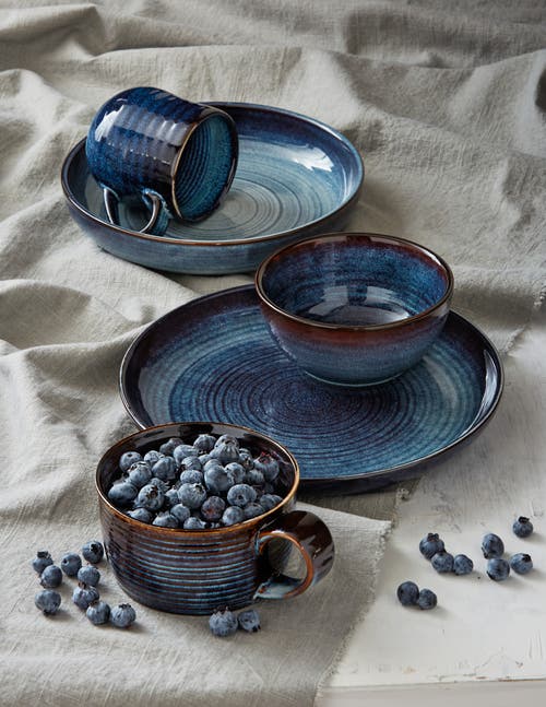 Tag Loft Reactive Glaze Serving Bowl Midnight Blue Ceramic In Blue