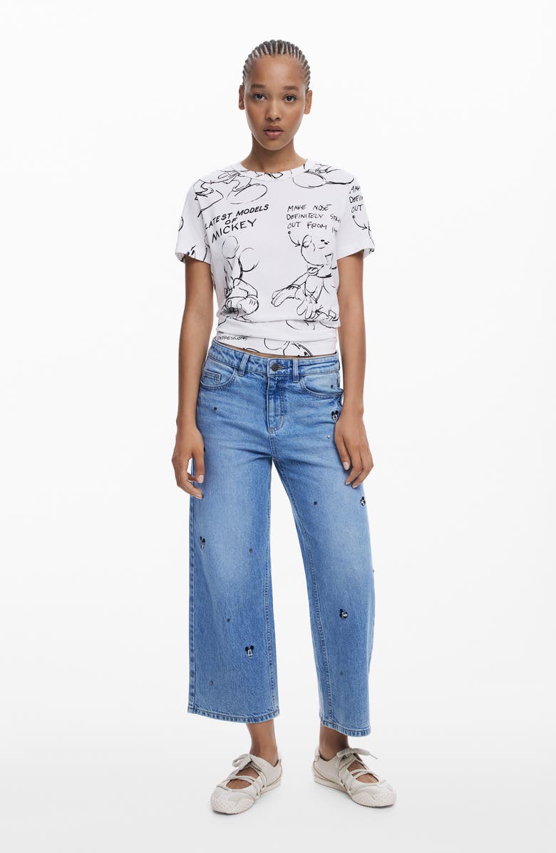 Desigual Mickey Mouse Cotton Graphic T-Shirt, Alternate, color, White