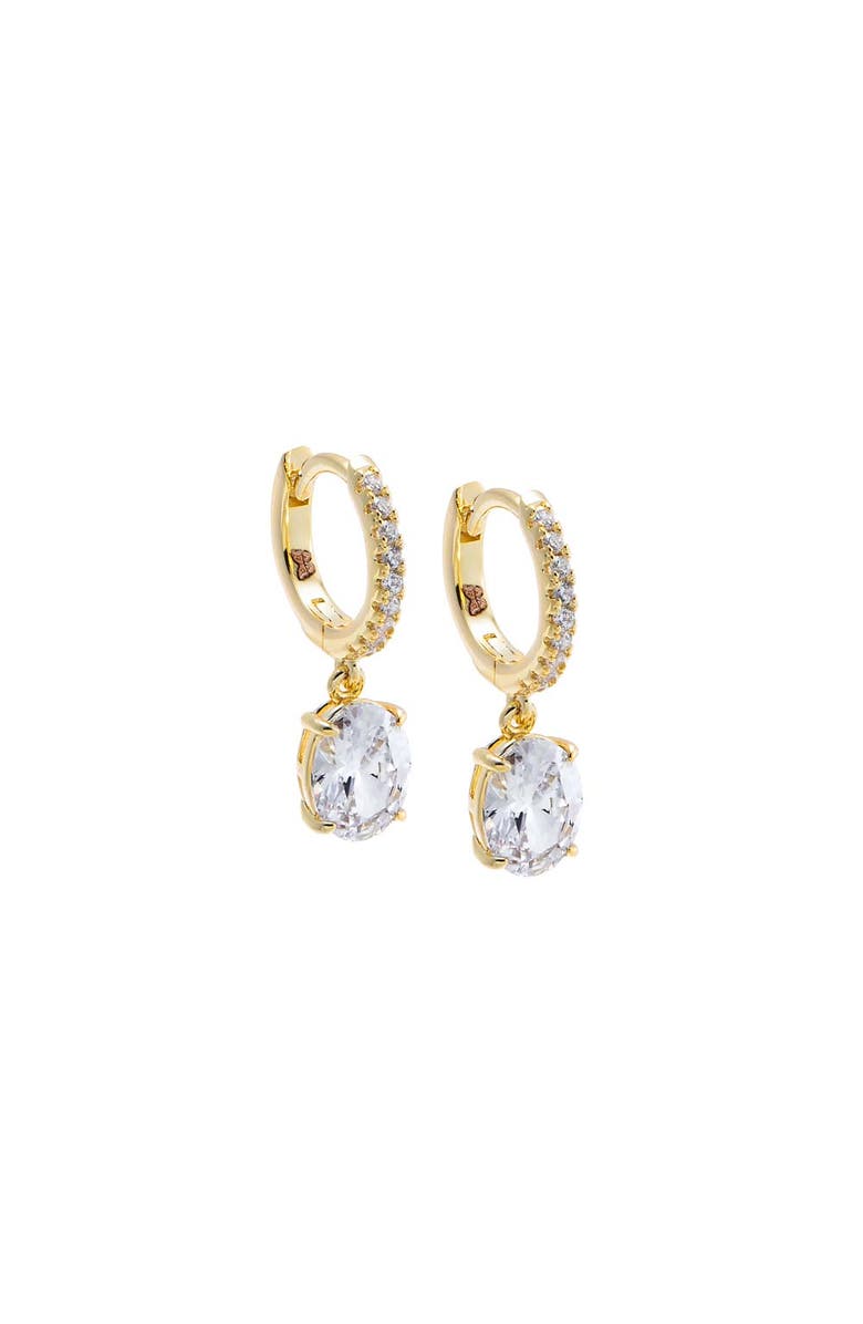 BY ADINA EDEN Pave Dangling CZ Round Huggie Earring, Main, color, Gold